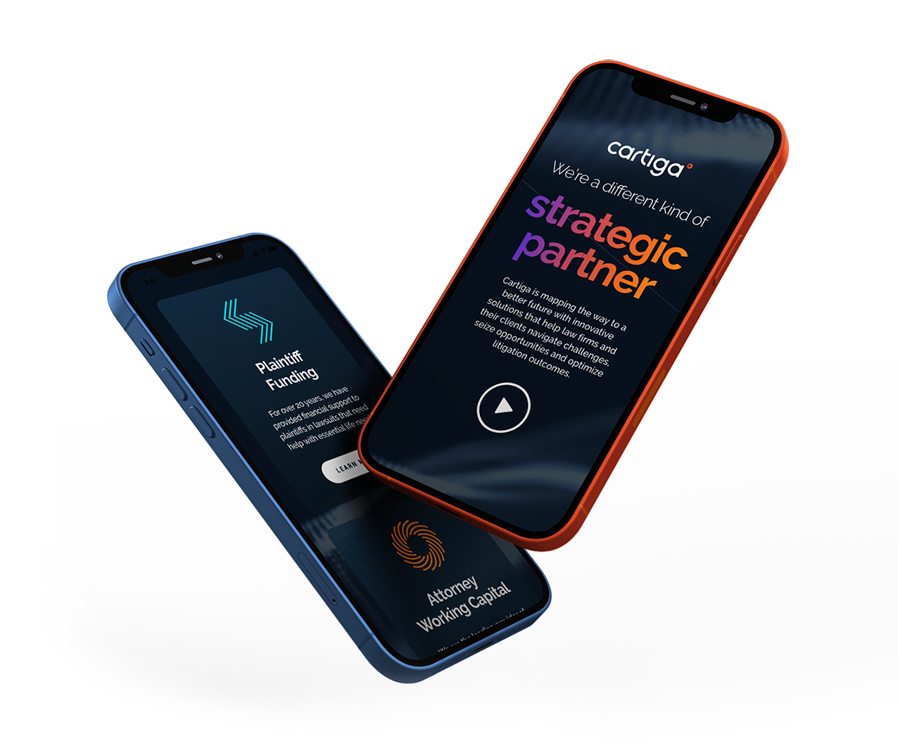 Cartiga iPhones displaying the Cartiga website