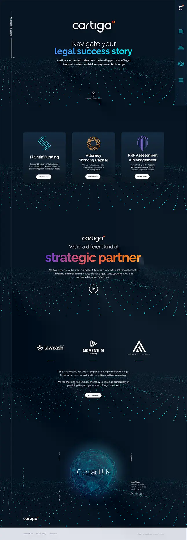 Cartiga website design showcasing a modern layout and user-friendly interface for legal firm