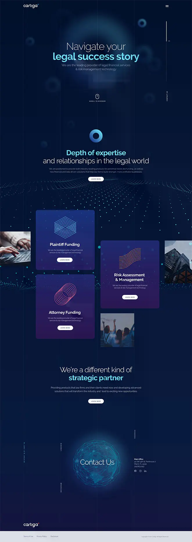 Cartiga website design showcasing a modern layout and user-friendly interface for legal firm.