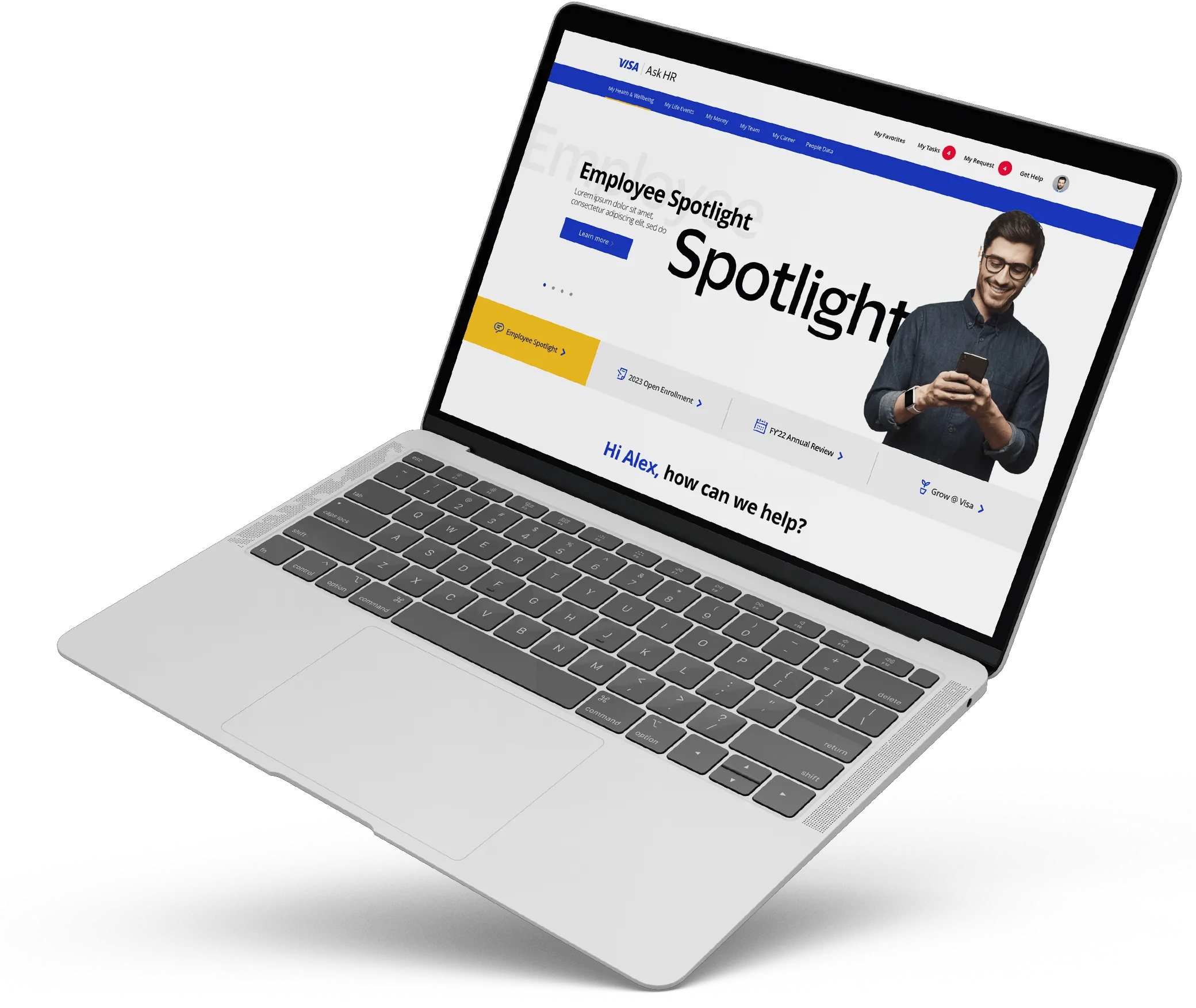 Visa Ask HR Platform - Website in a Laptop