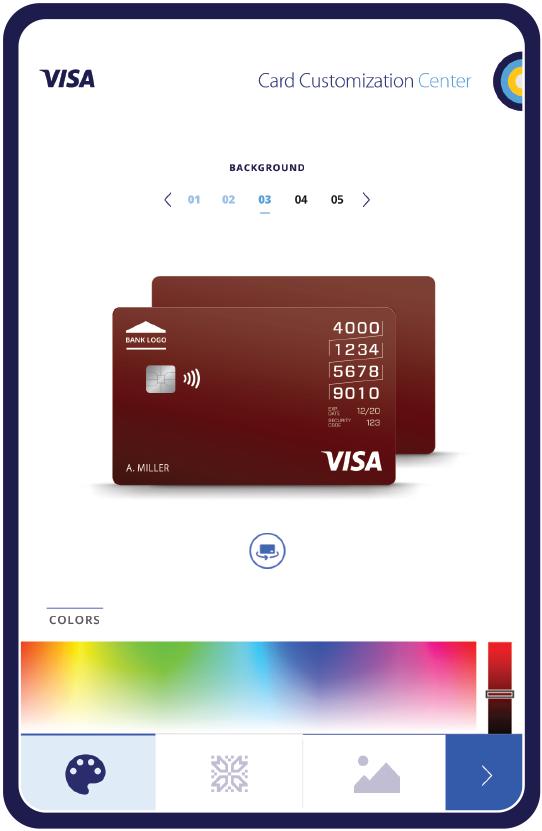 Visa Card Customization Center - Screen