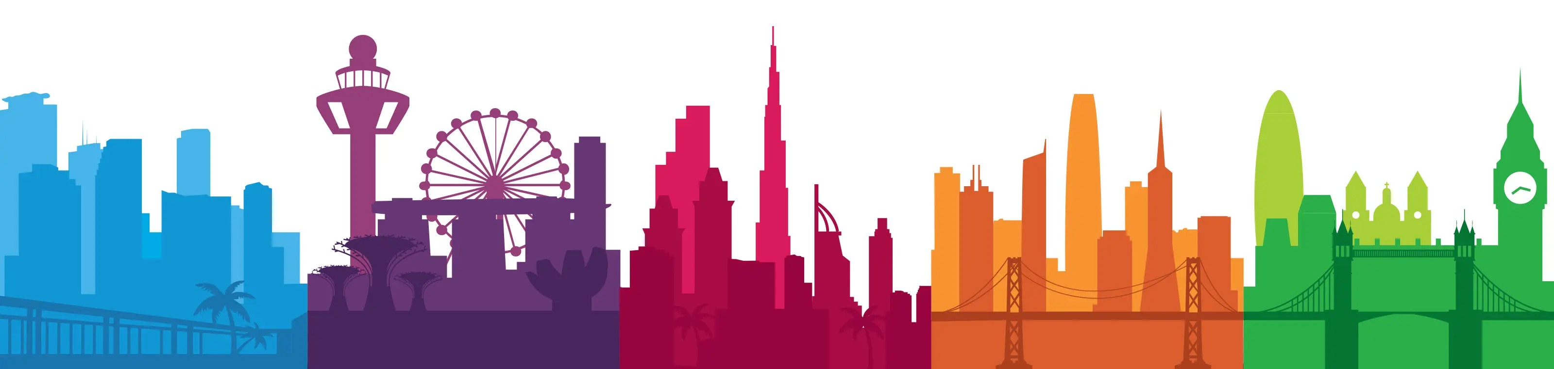 Visa Innovation Center - City illustration in color palettes