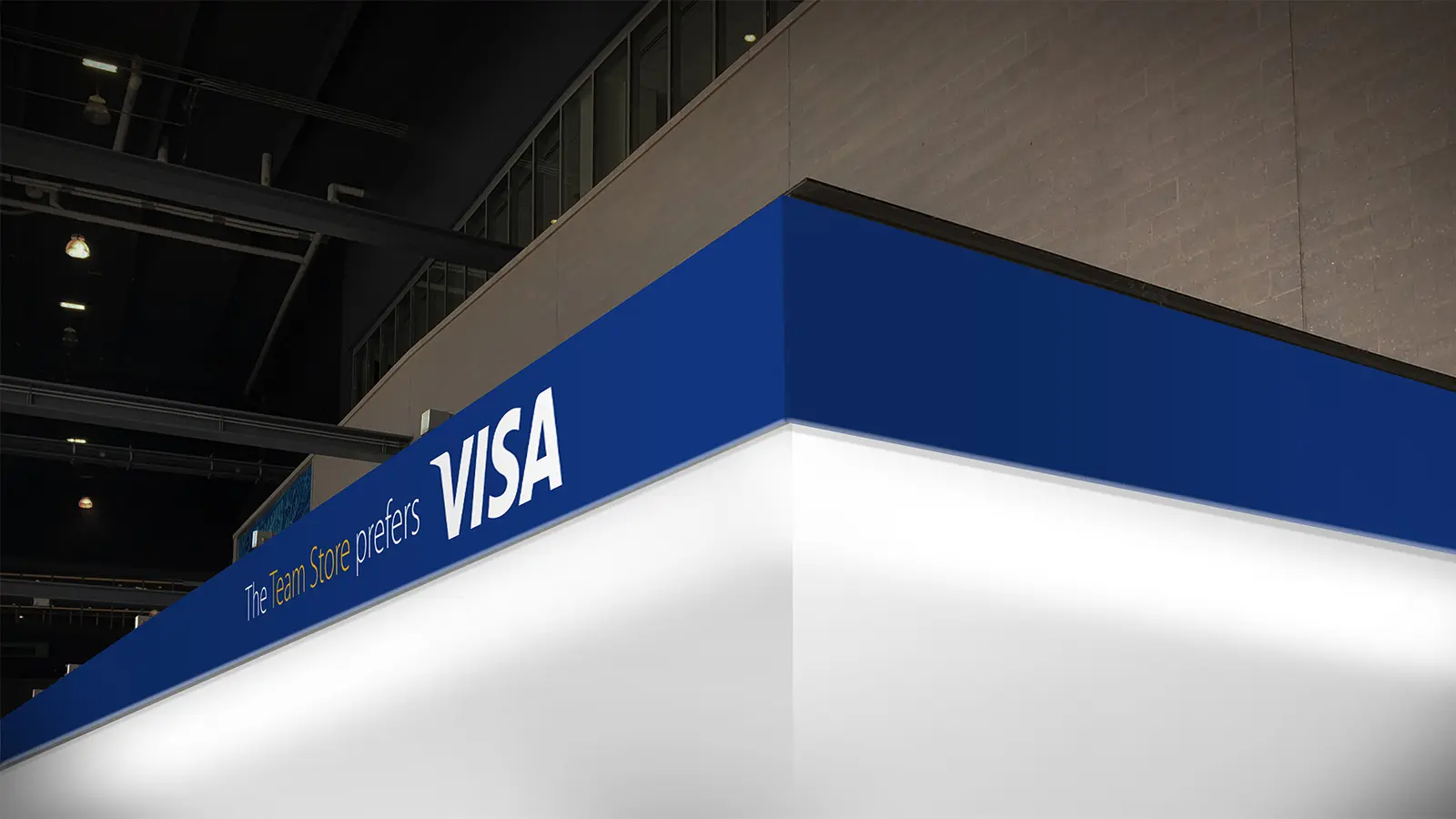 Visa Metlife - Top Wall Render featuring the Visa logo, highlighting Visa as a proud sponsor.