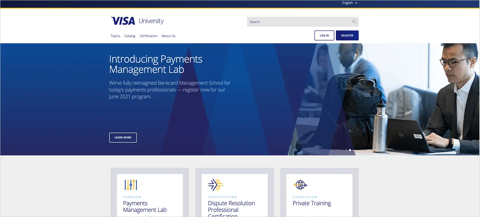 Visa University Site Update - Screenshot¨Introduciong Payments Management Lab