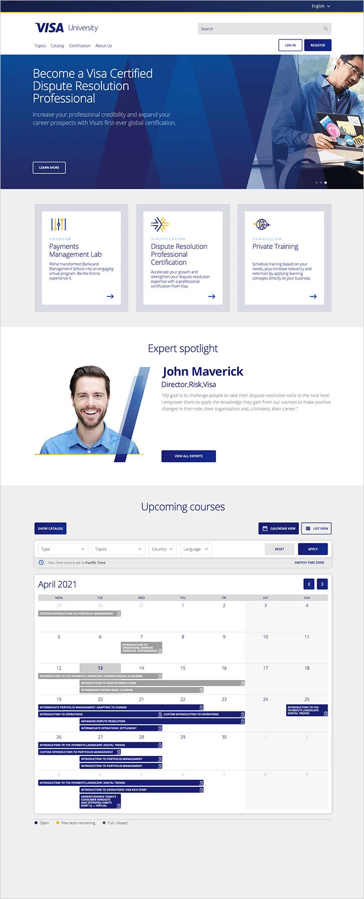 Visa University Site Update - Become a Visa Certified Screenshot
