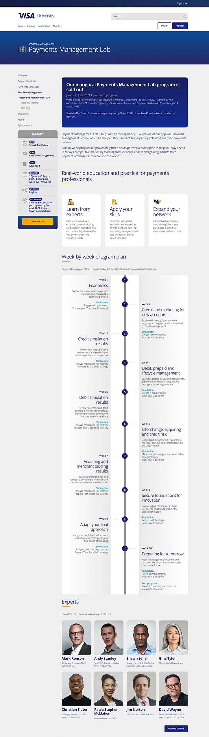 Visa University Site Update - Screenshot