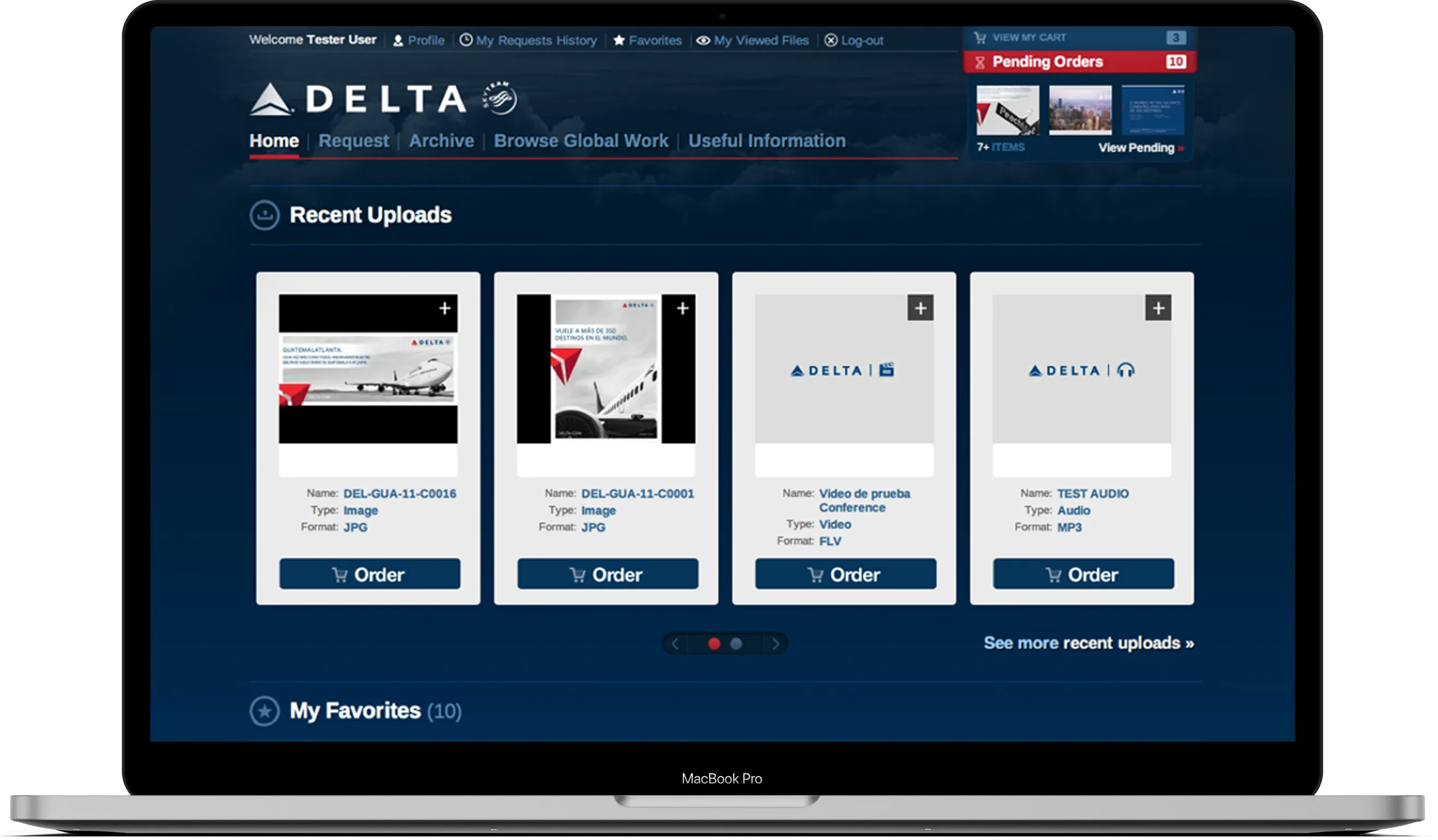Delta - MacBook Pro displaying the Delta page with options to add items to the shopping cart.