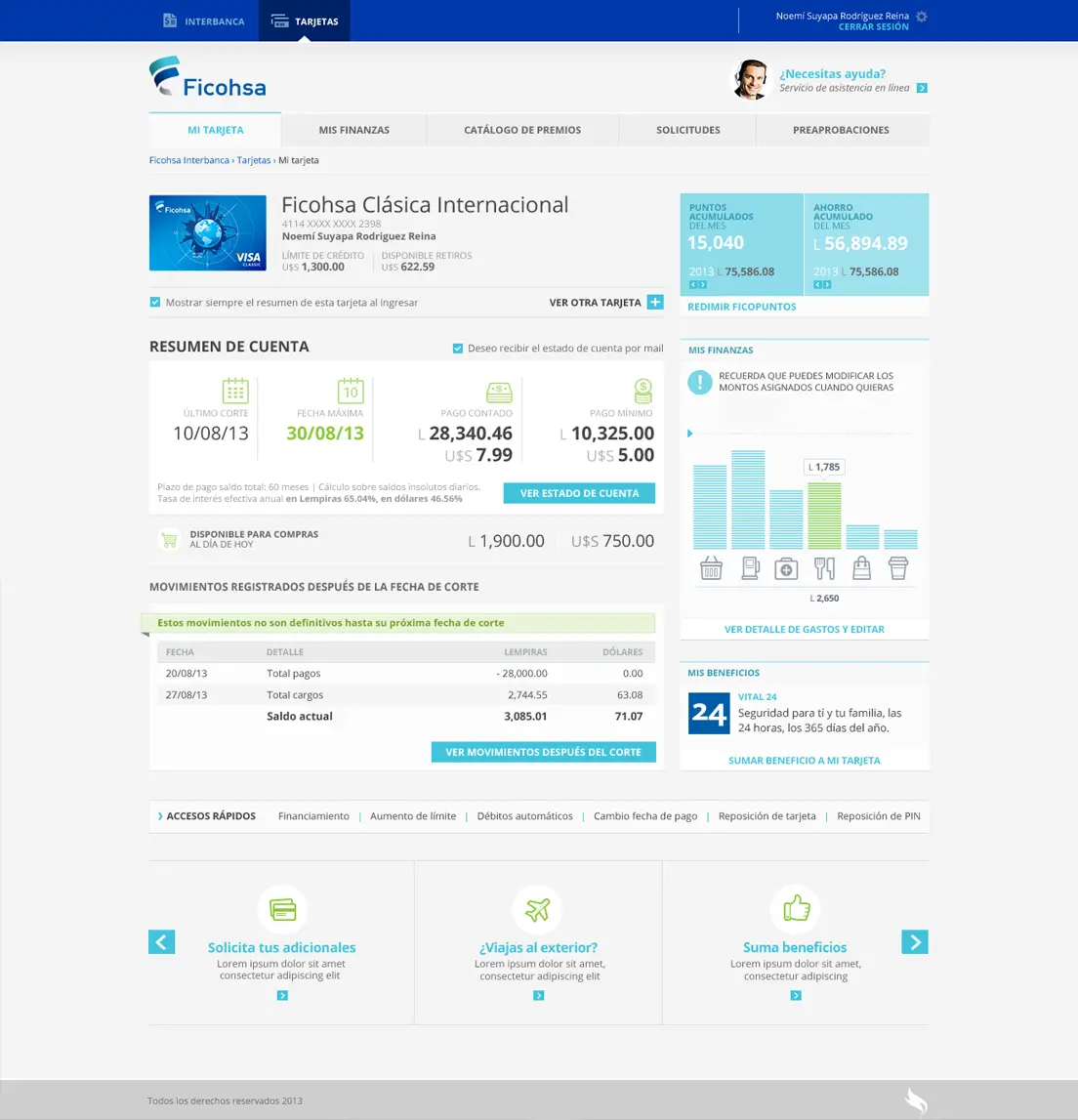 Ficohsa - Accounts Summary Screenshot