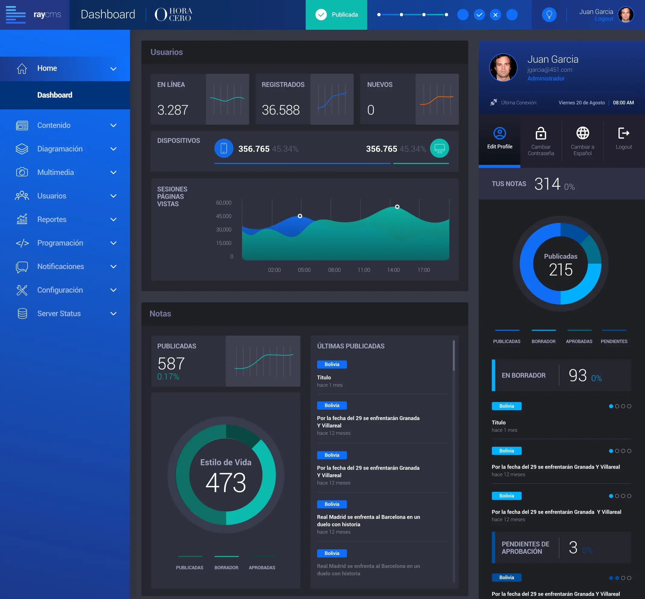 Ray Media dashboard screenshot