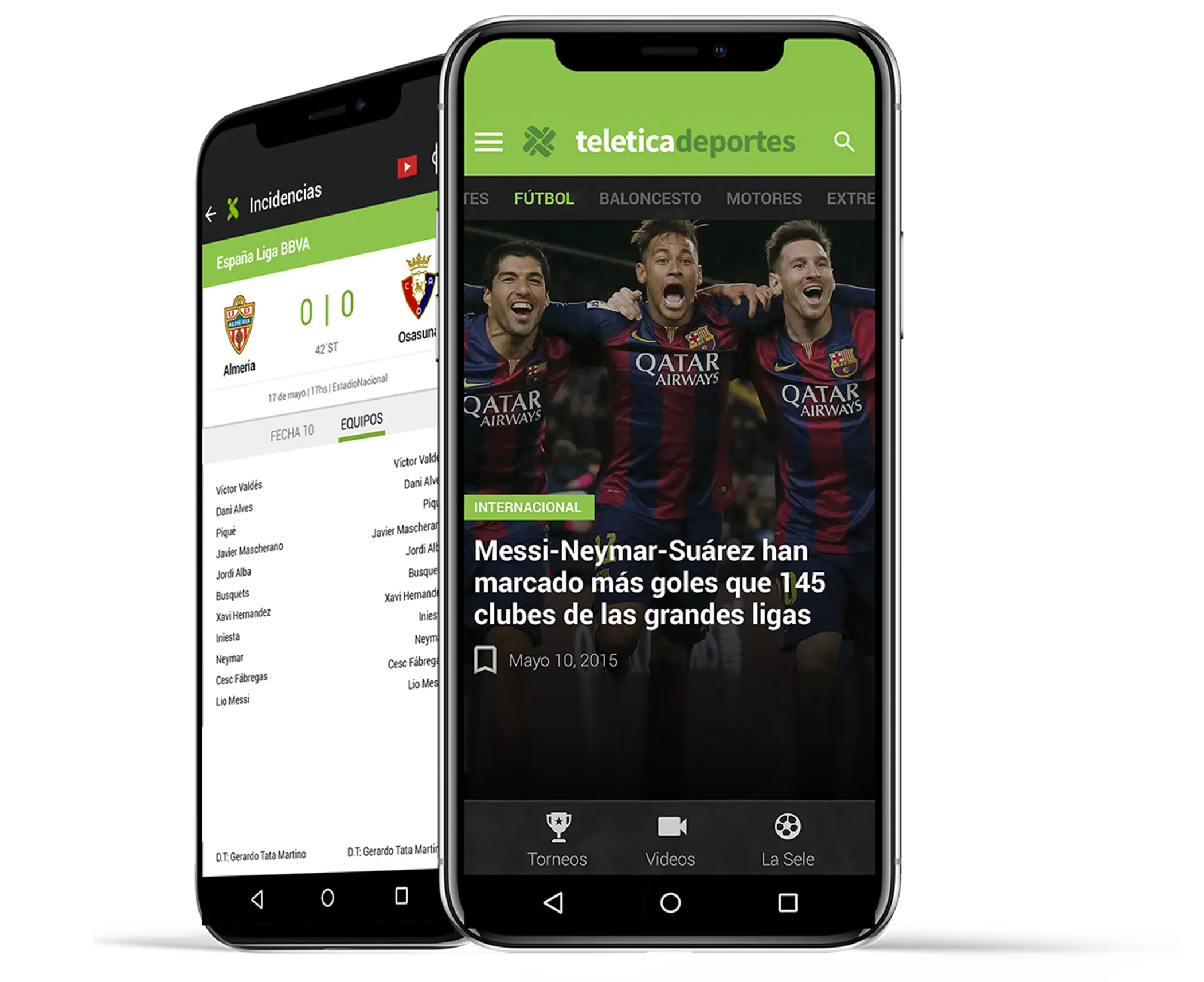 Phones displaying Teletica website
