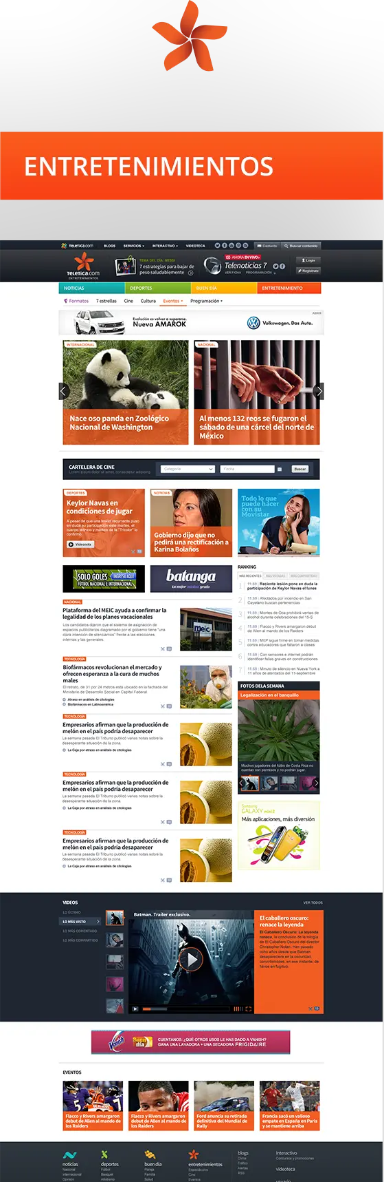 Teletica screenshot Entertainment section