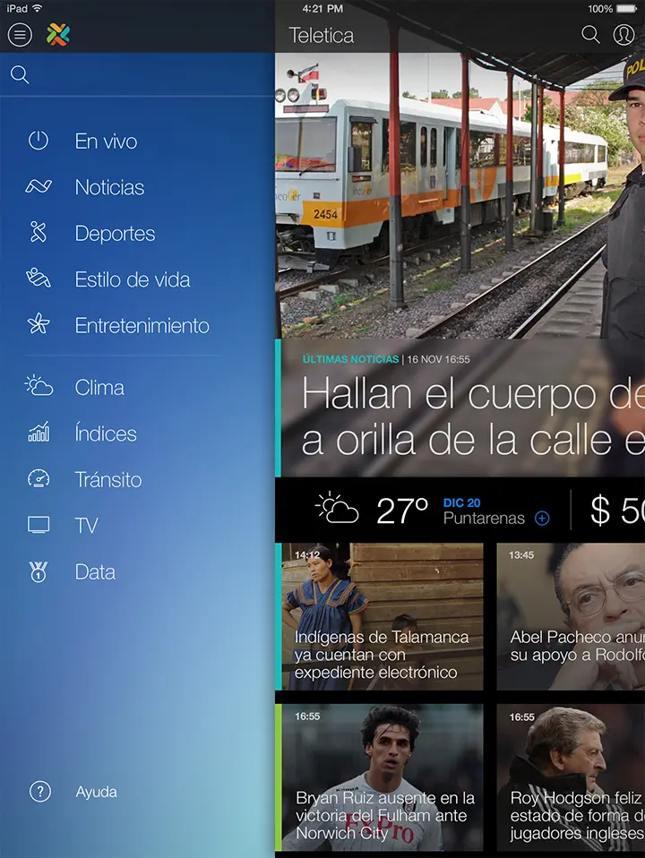 Teletica tablet screenshot