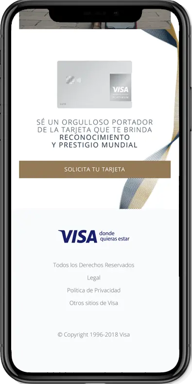 Cellphone displaying the Visa Affluent Platinum card