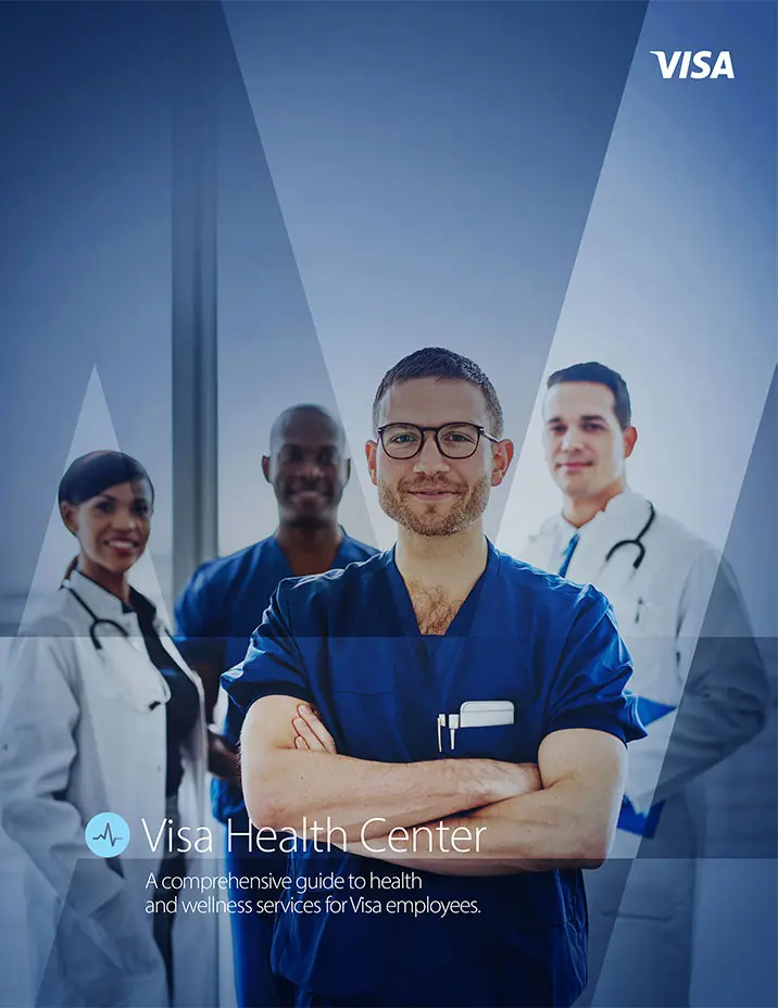 Visa Health Center - Brochure: a group of doctors facing the camera.
