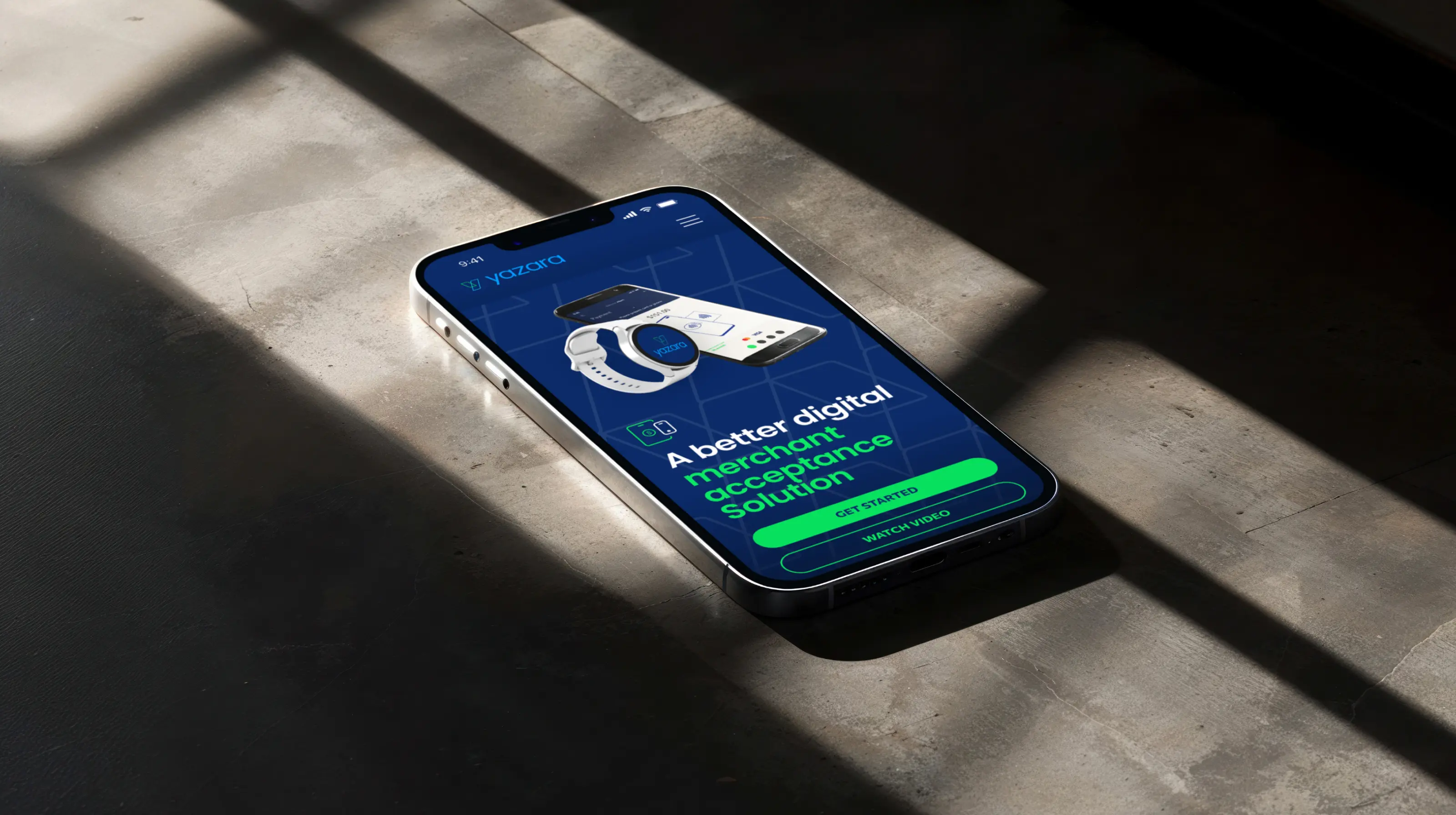 Yazara phone displaying Yazara website
