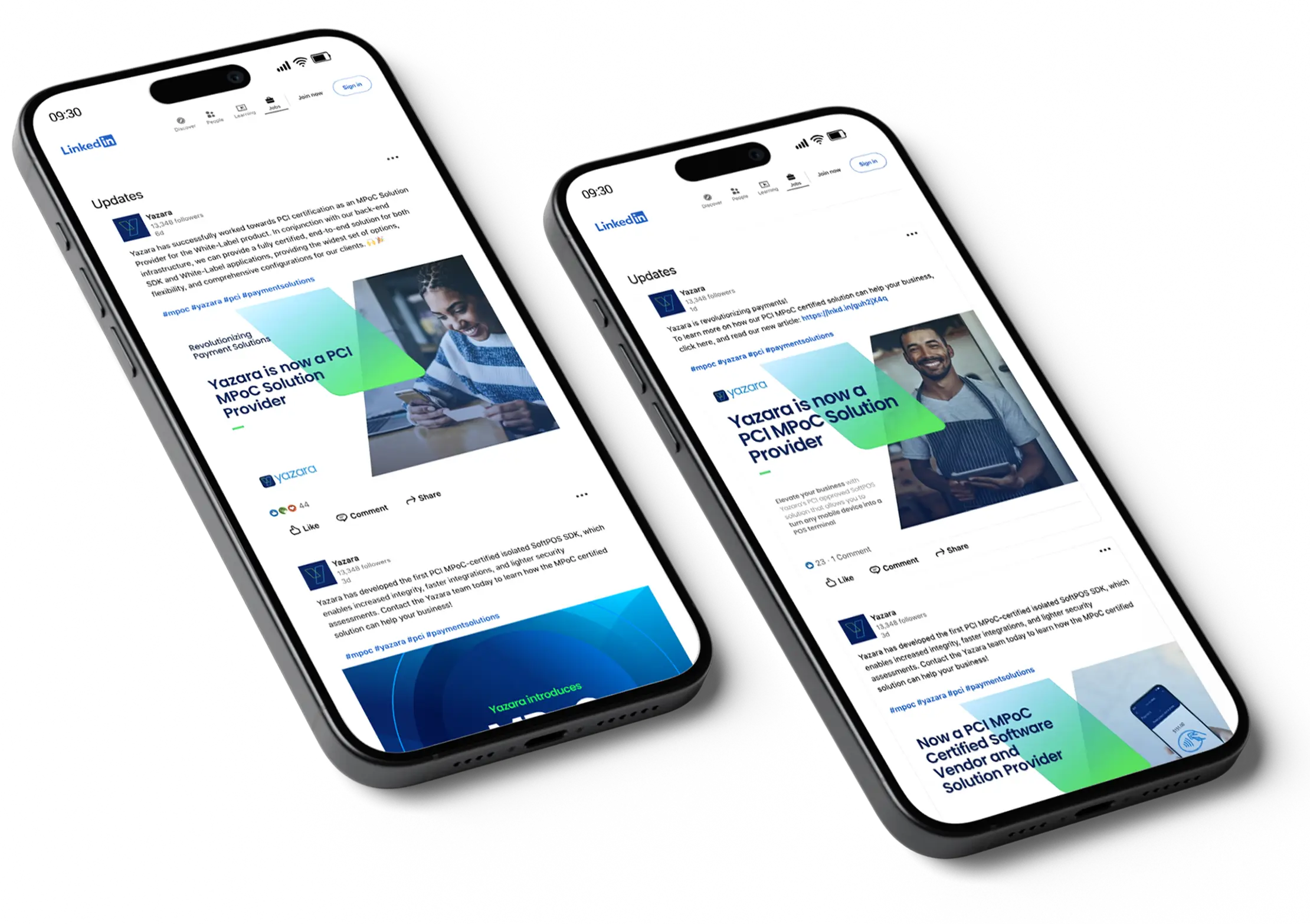 Yazara mobile Linkedin website