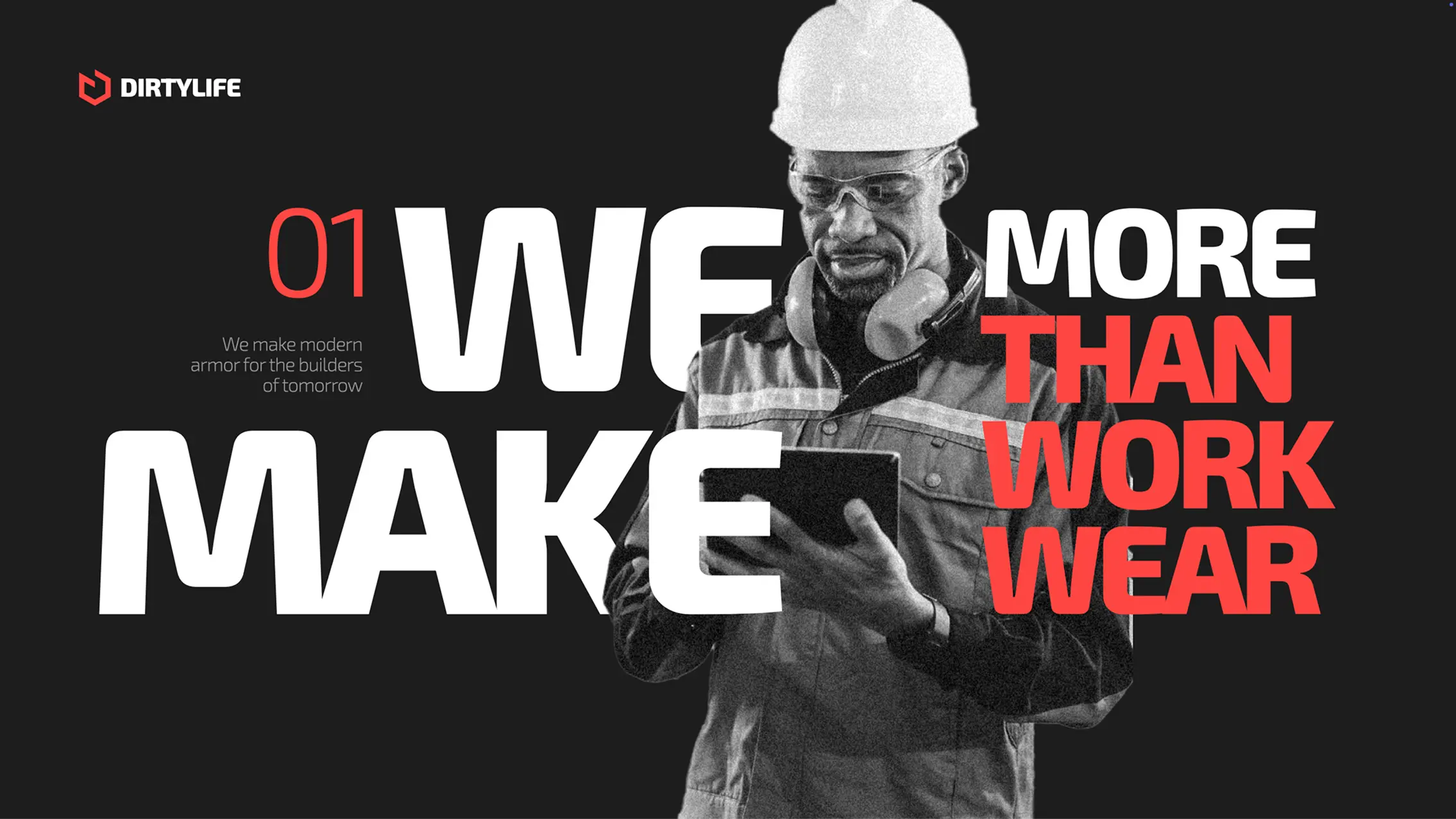 Dirtylife banner with man working on tablet