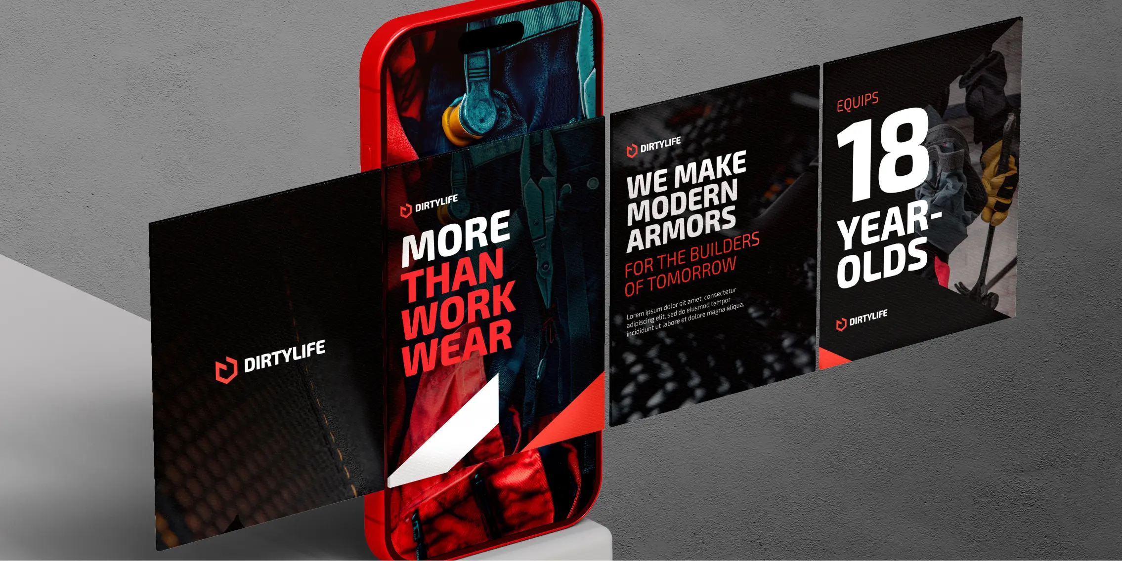 Dirtylife mobile with screenshots of the website