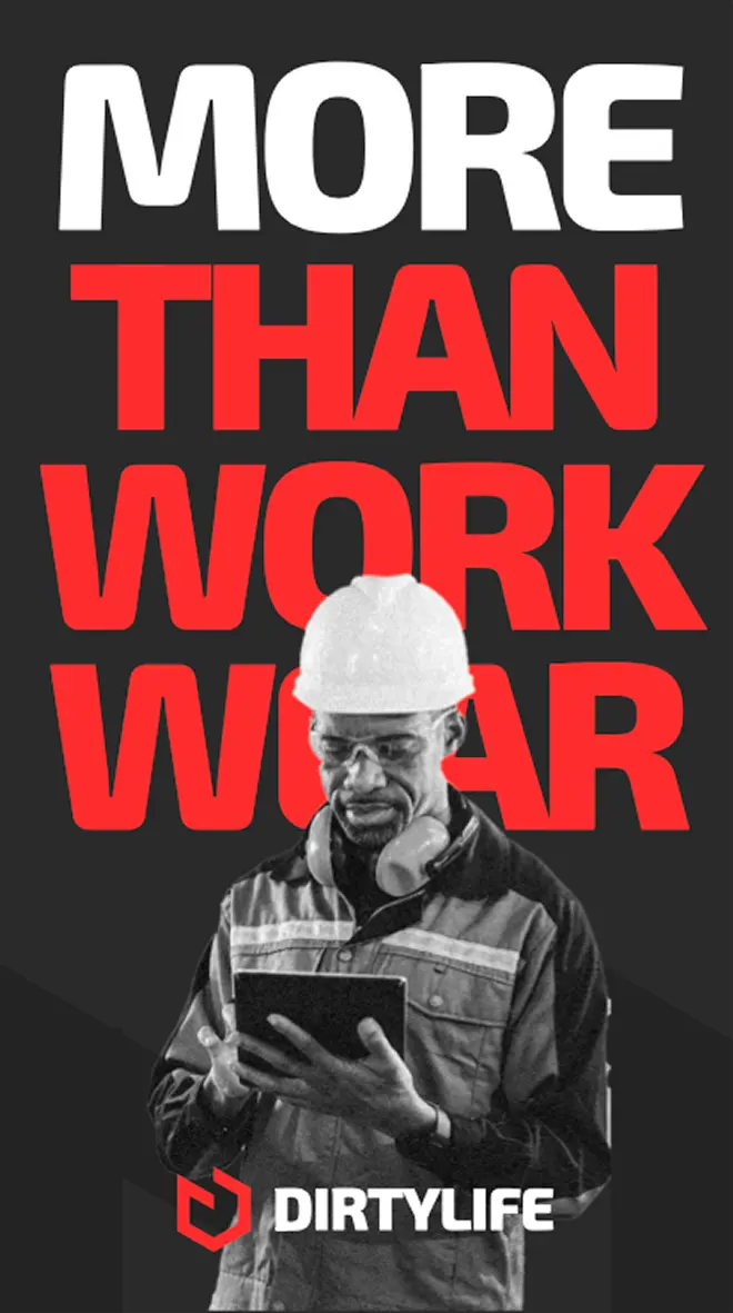 Dirtylife banner with man working on tablet