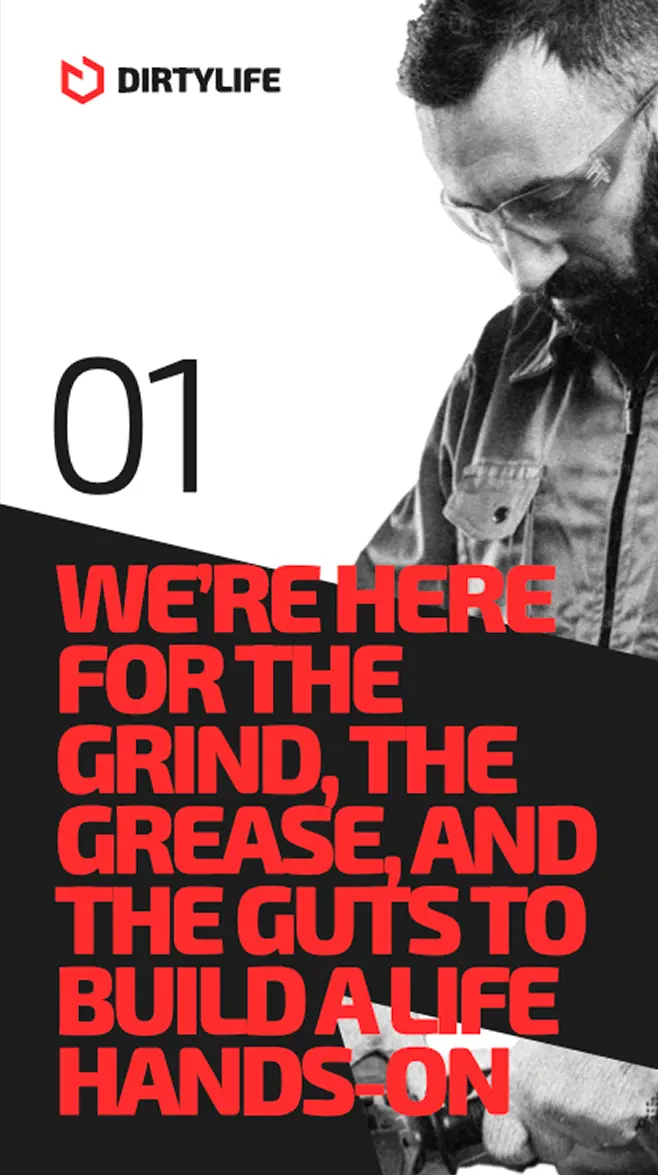 Dirtylife banner with man working