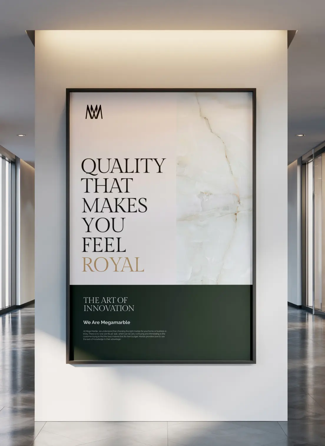 MegaMarble frame with marble quality sample