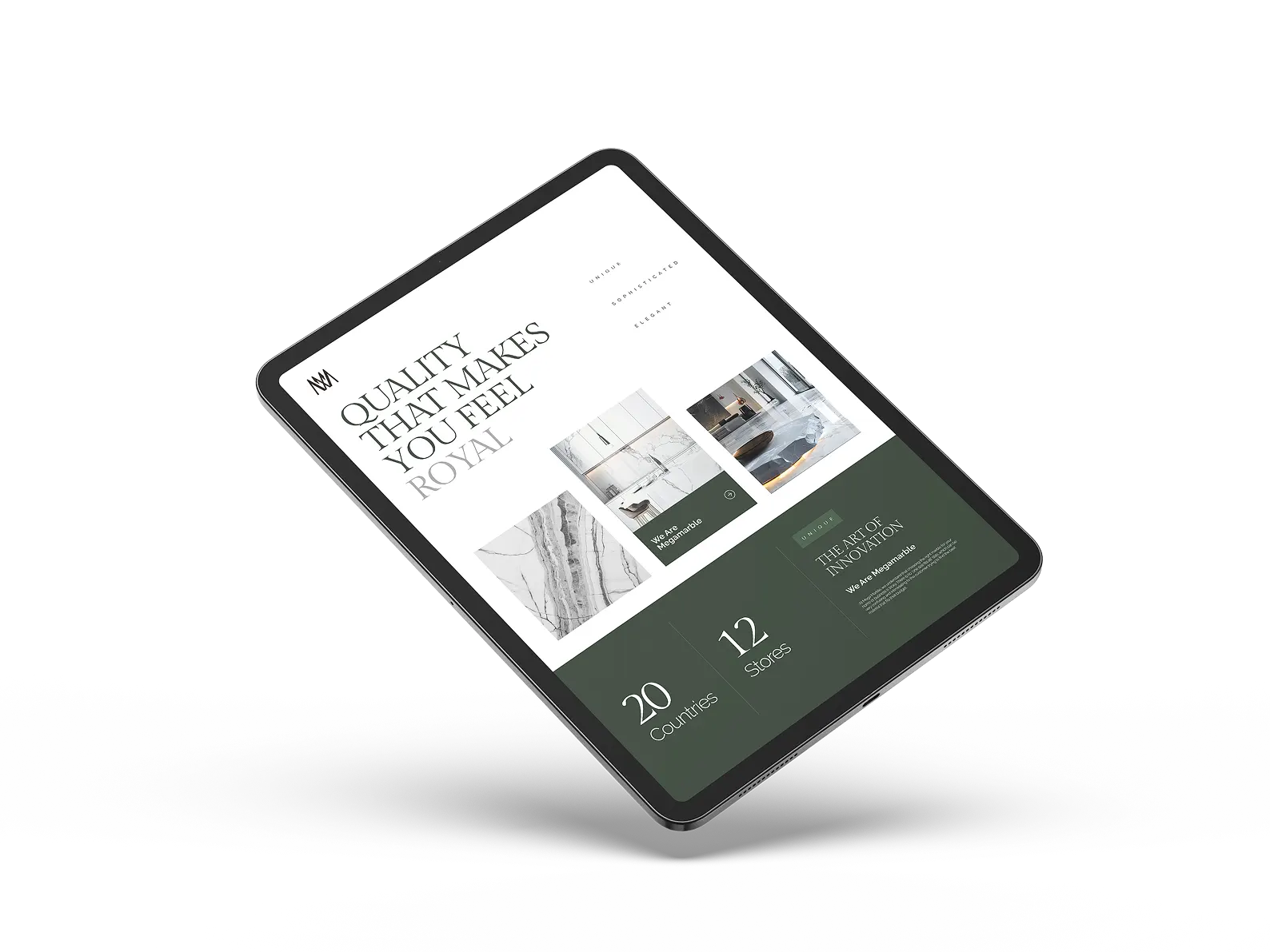 MegaMarble Website view from iPad