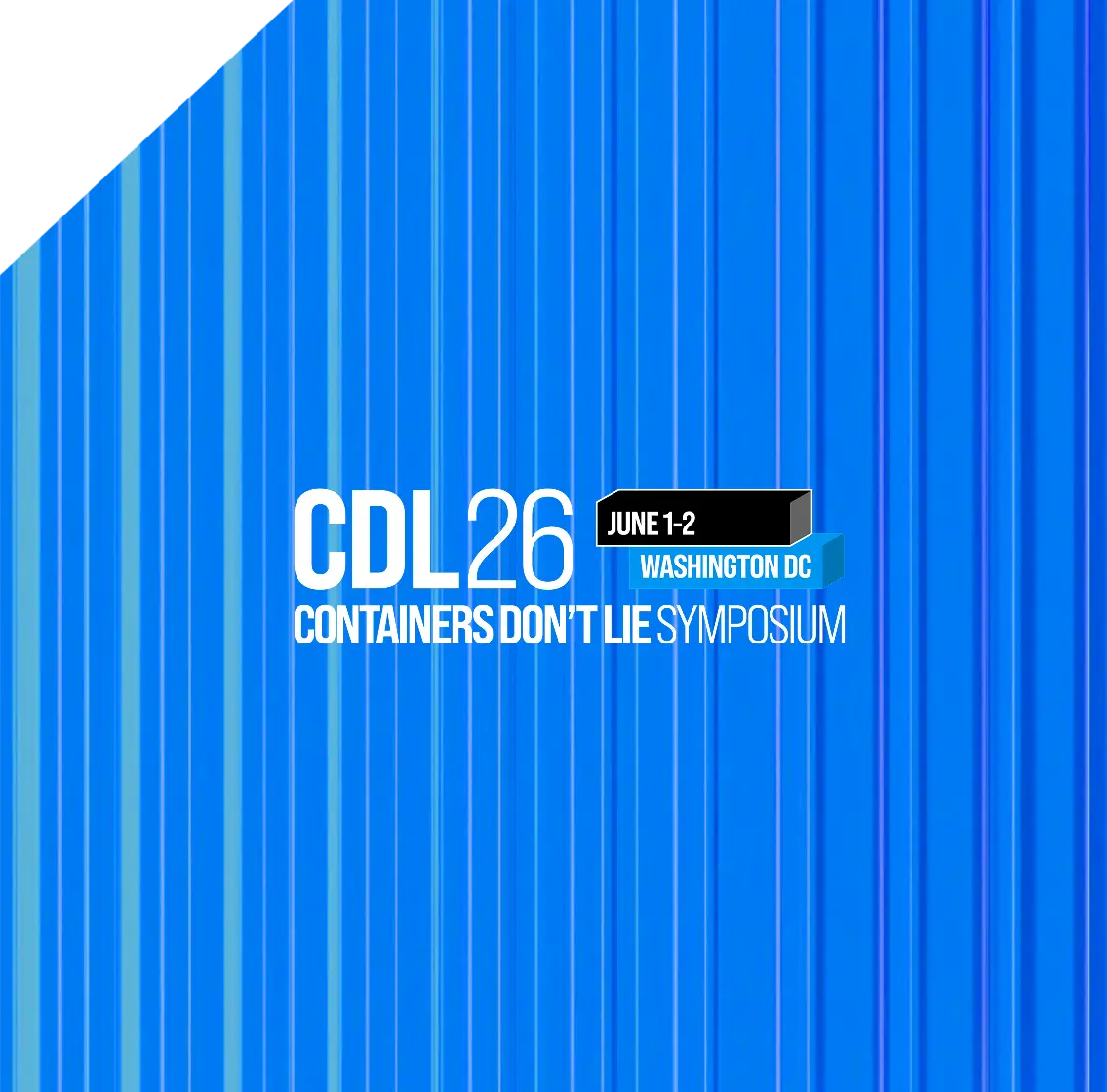 Containers don't lie logo banner blue