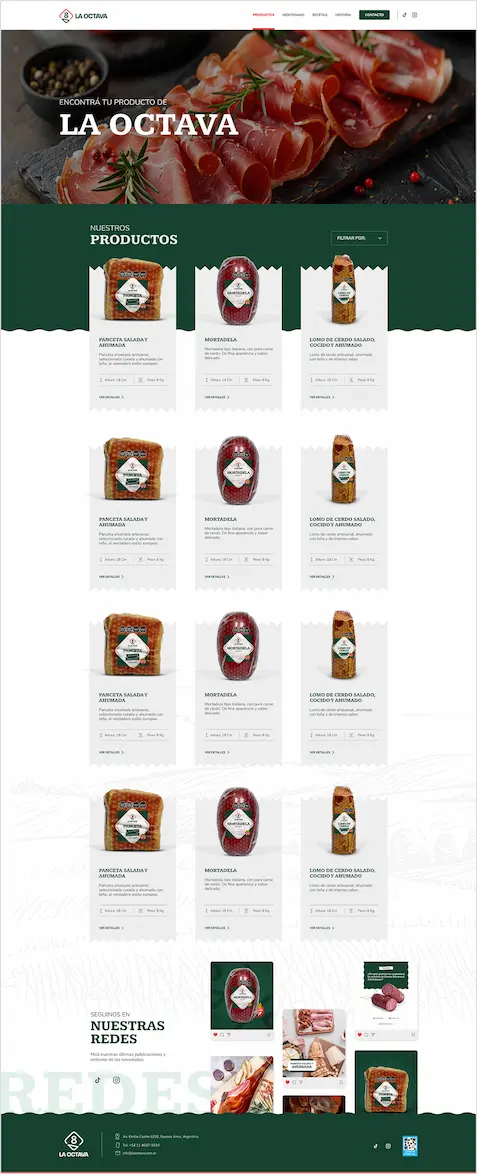 La Octava - Screenshot Products Website