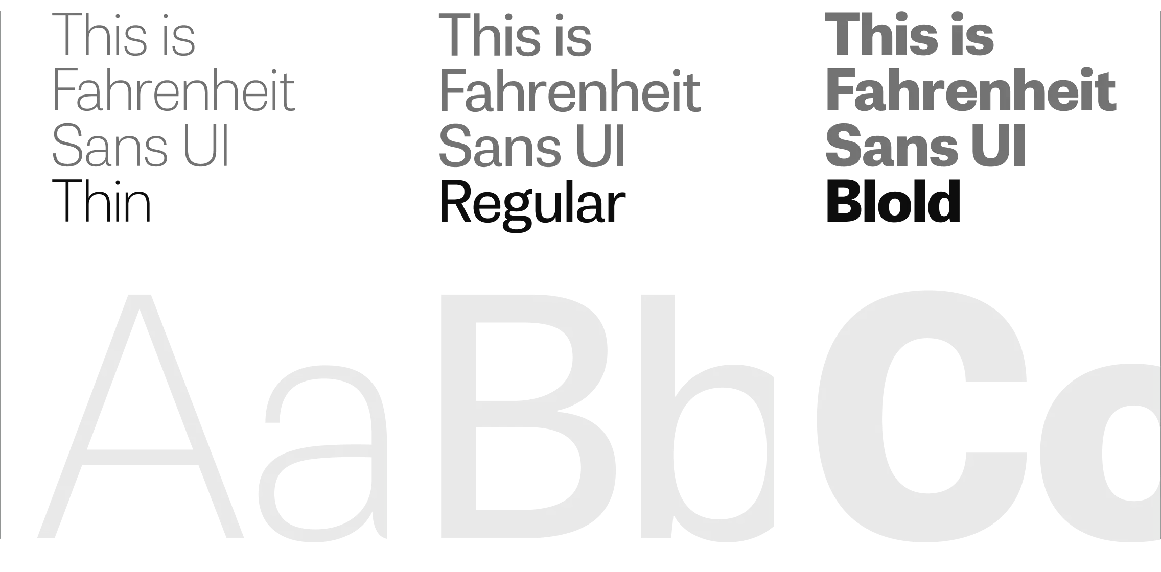 Fahrenheit Sans fonts weights